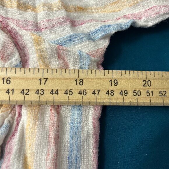 Chaps Pastel Striped Ruffle Square Neck Gauze Blouse Top - Picture 9 of 10